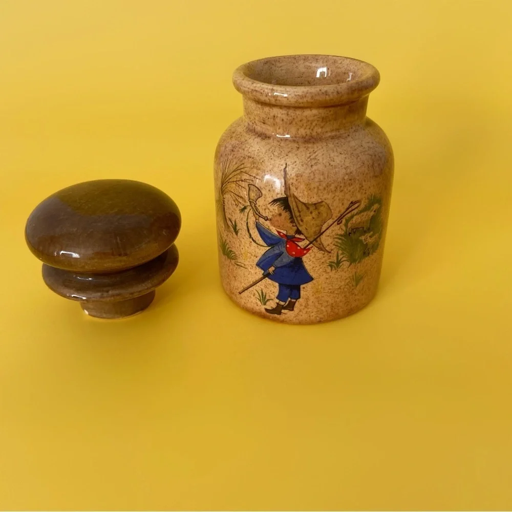 Vintage 60s handmade ceramic canister home decor